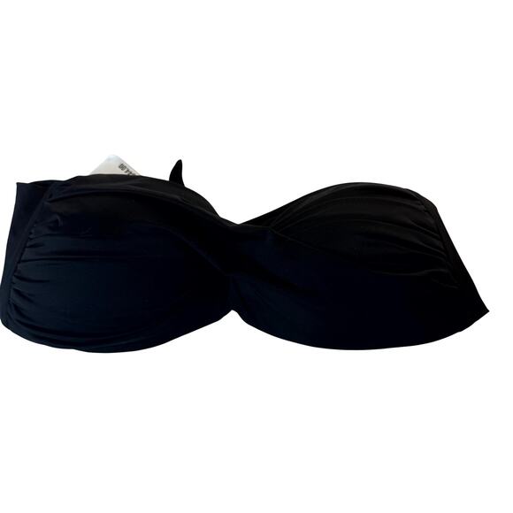 Bar III Women’s Swimwear Core Solids Twist Bandeau Bikini Top Black NWT XS - Picture 2 of 8